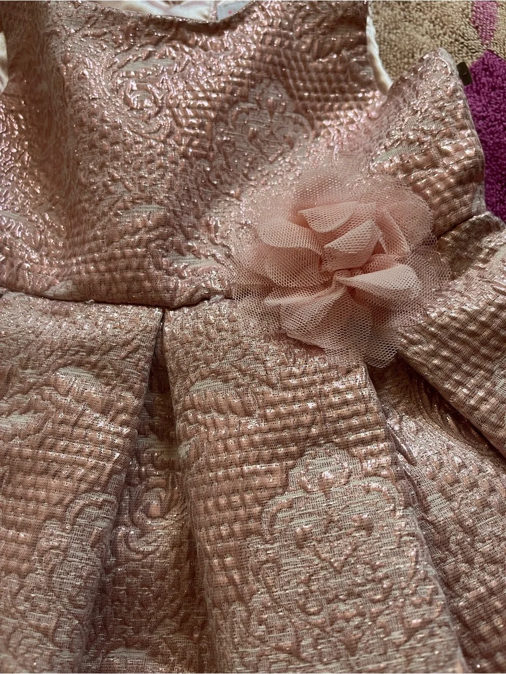 TCP Sleeveless Rose Gold Metallic Woven Jacquard Dress - size 12-18M
